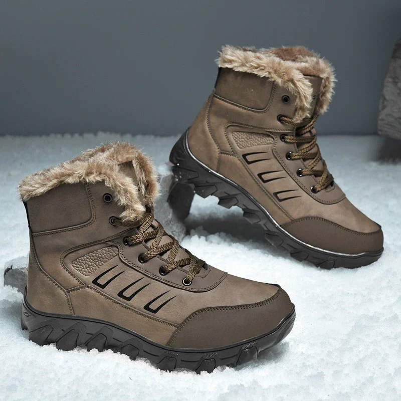 Men's lace-up boots – High shaft – Imitation leather – Warm lining – Grip sole - Image 4