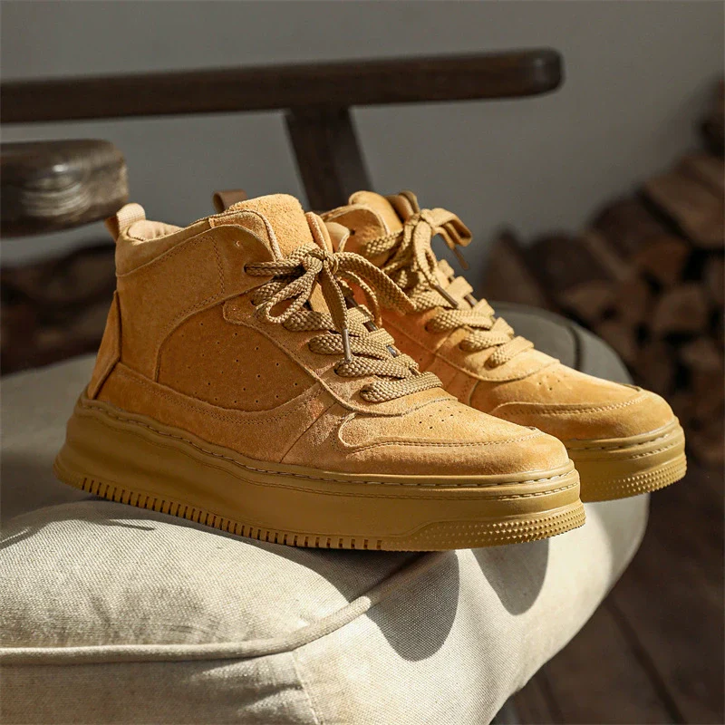 Men's lace-up boots – Suede look – Sturdy sole – Ankle padding – Panel design - Image 2