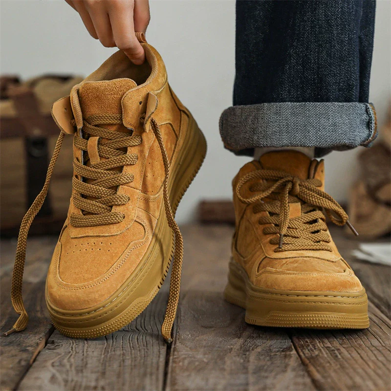 Men's lace-up boots – Suede look – Sturdy sole – Ankle padding – Panel design - Image 3