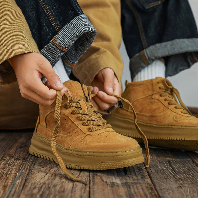 Men's lace-up boots – Suede look – Sturdy sole – Ankle padding – Panel design - Image 4