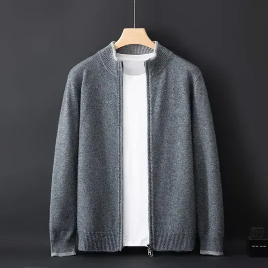 Men's Zip Jacket – Wool – Regular Fit – Ribbed Cuffs – Hip Length - Image 2
