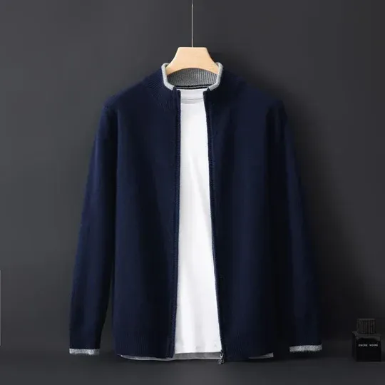 Men's Zip Jacket – Wool – Regular Fit – Ribbed Cuffs – Hip Length - Image 3