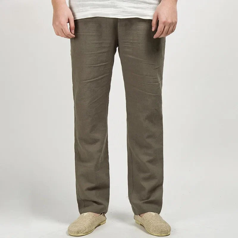 Men's Trousers – Relaxed Straight Fit – Breathable Natural Material – Full Length - Image 3