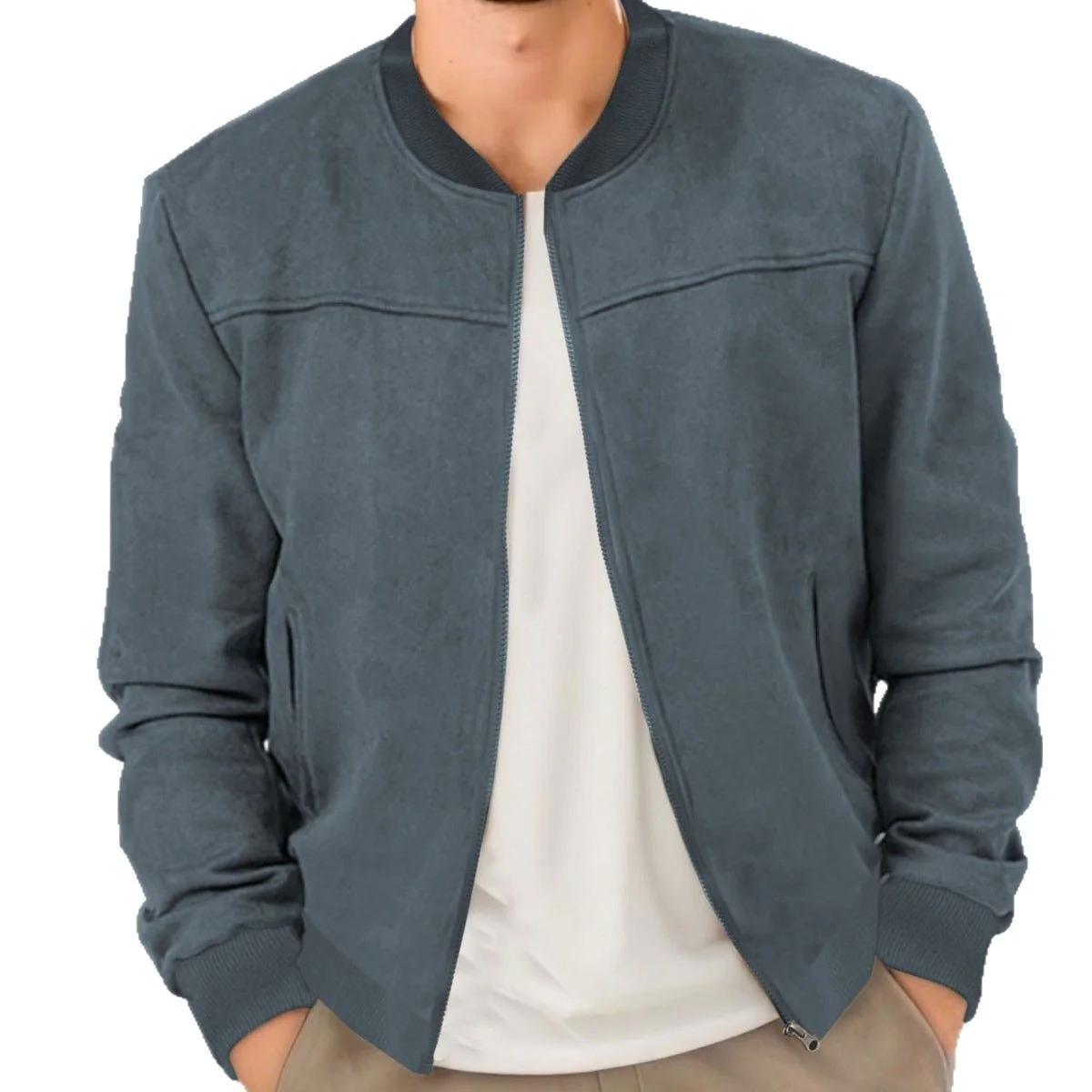Men's Jacket – Structured Fit – Double Zipper – Ribbed Cuffs – Casual Look - Image 4