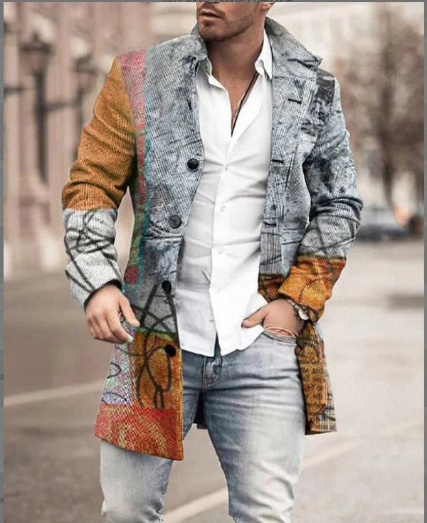 Men's Coat – Wool Blend – Tailored Fit – Check Pattern – Button Closure – Mid-Length - Image 4