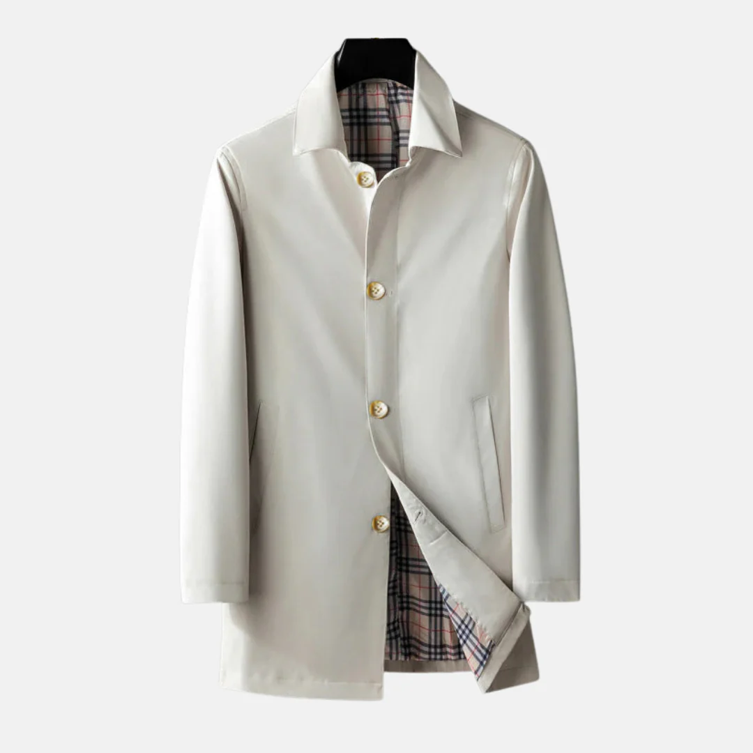 Men's Coat – Wool Blend – Tailored Fit – Button Closure – Checked Lining - Image 3