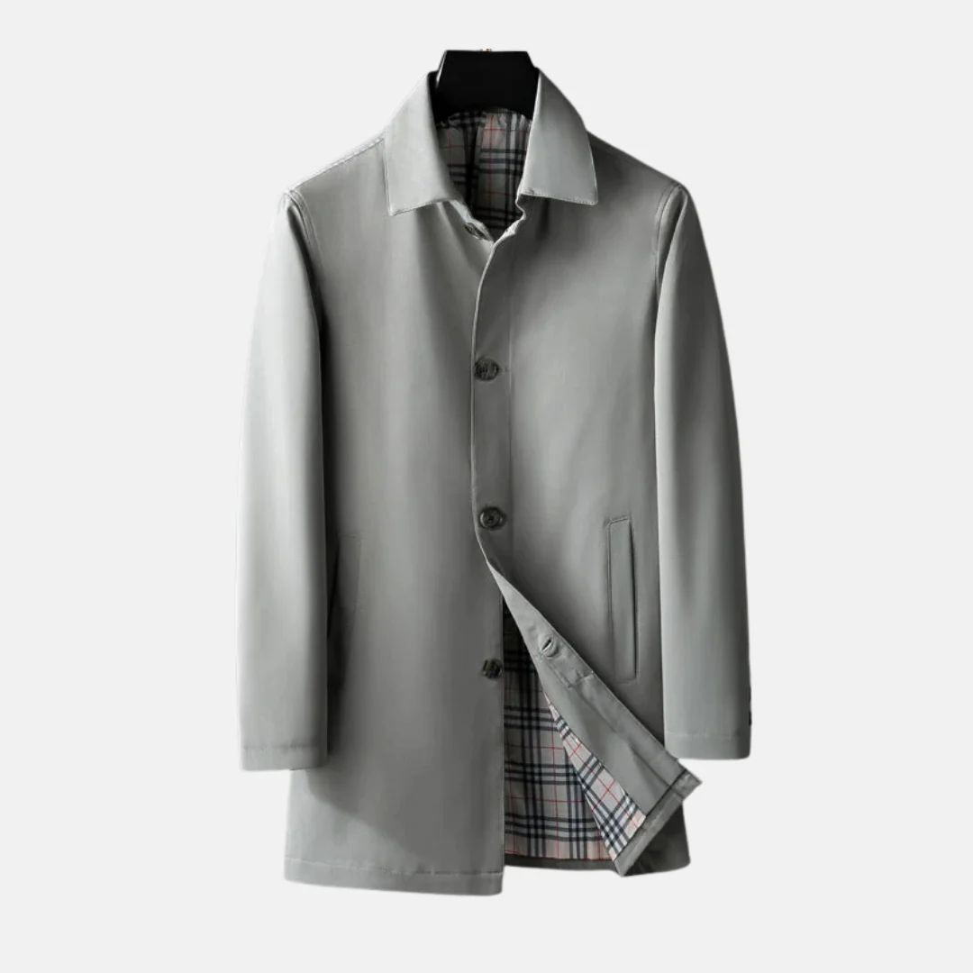 Men's Coat – Wool Blend – Tailored Fit – Button Closure – Checked Lining - Image 4