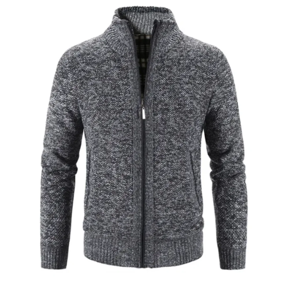 Men's Cardigan – Soft Knit – Structured Fit – Zip Closure – Stand-up Collar – Ribbed Trims - Image 4