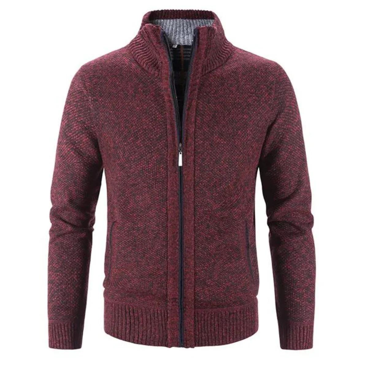 Men's Cardigan – Soft Knit – Structured Fit – Zip Closure – Stand-up Collar – Ribbed Trims - Image 5