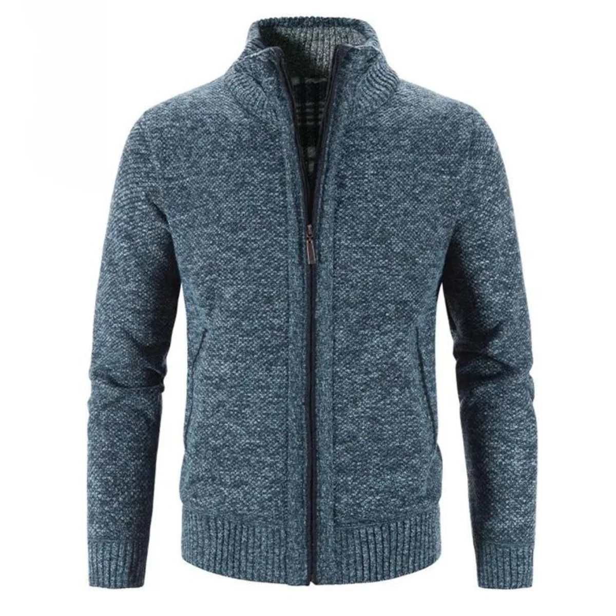 Men's Cardigan – Soft Knit – Structured Fit – Zip Closure – Stand-up Collar – Ribbed Trims - Image 6