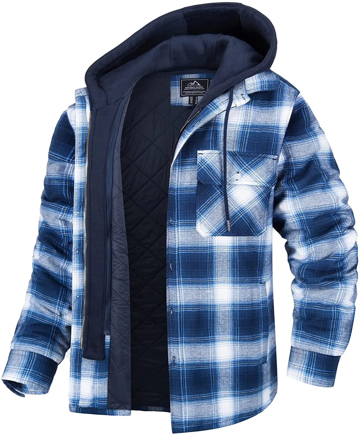 Men's Coat with Hood and Checked Pattern - Image 4