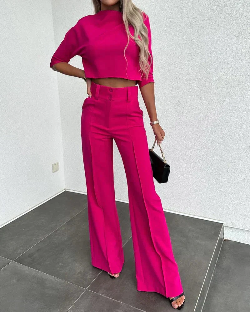 High-waisted Pants with Elegant Blouse - Image 6