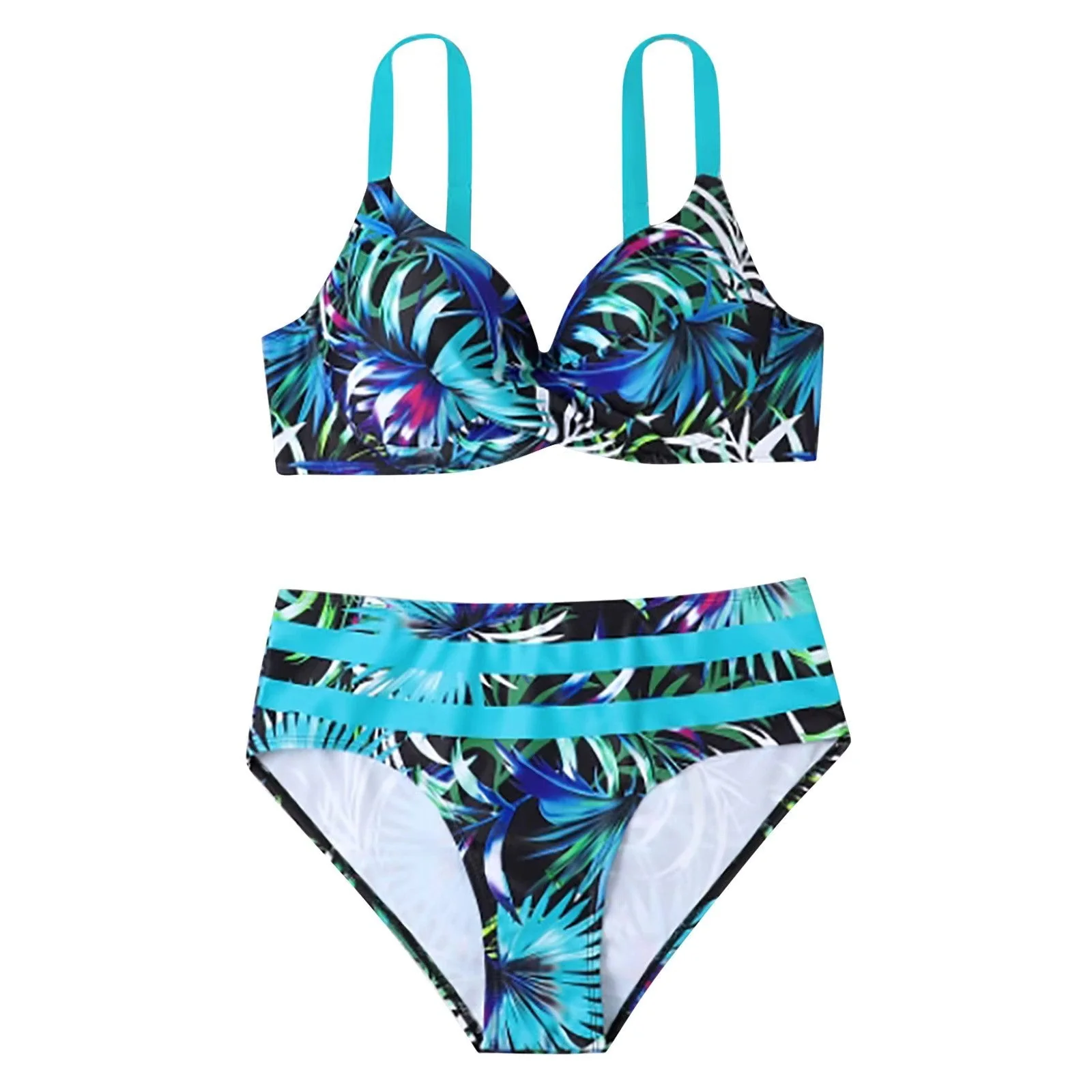 Women's Bikini Set – Underwire Top – Adjustable Straps – High Waist – Cut-Out Details - Image 2