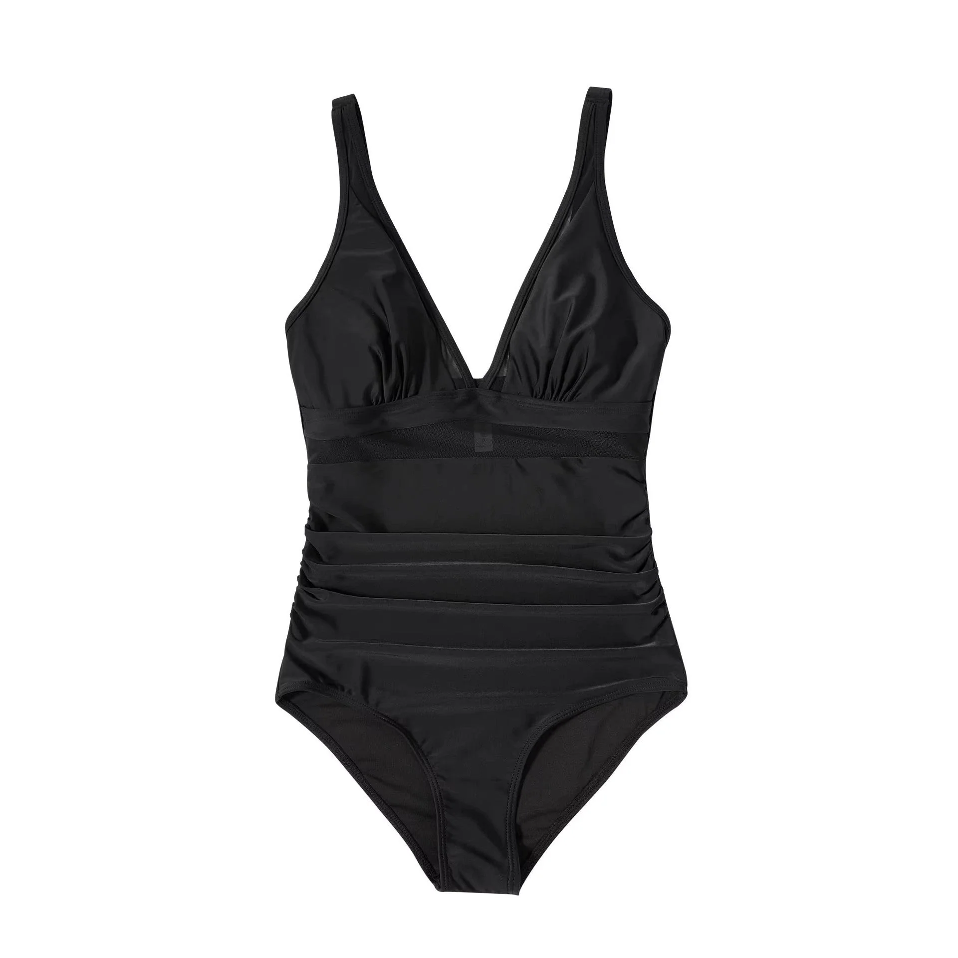 Ladies Swimsuit - Shaping Effect - Mesh Insert - High Waist Model - Deep Neckline - Image 3