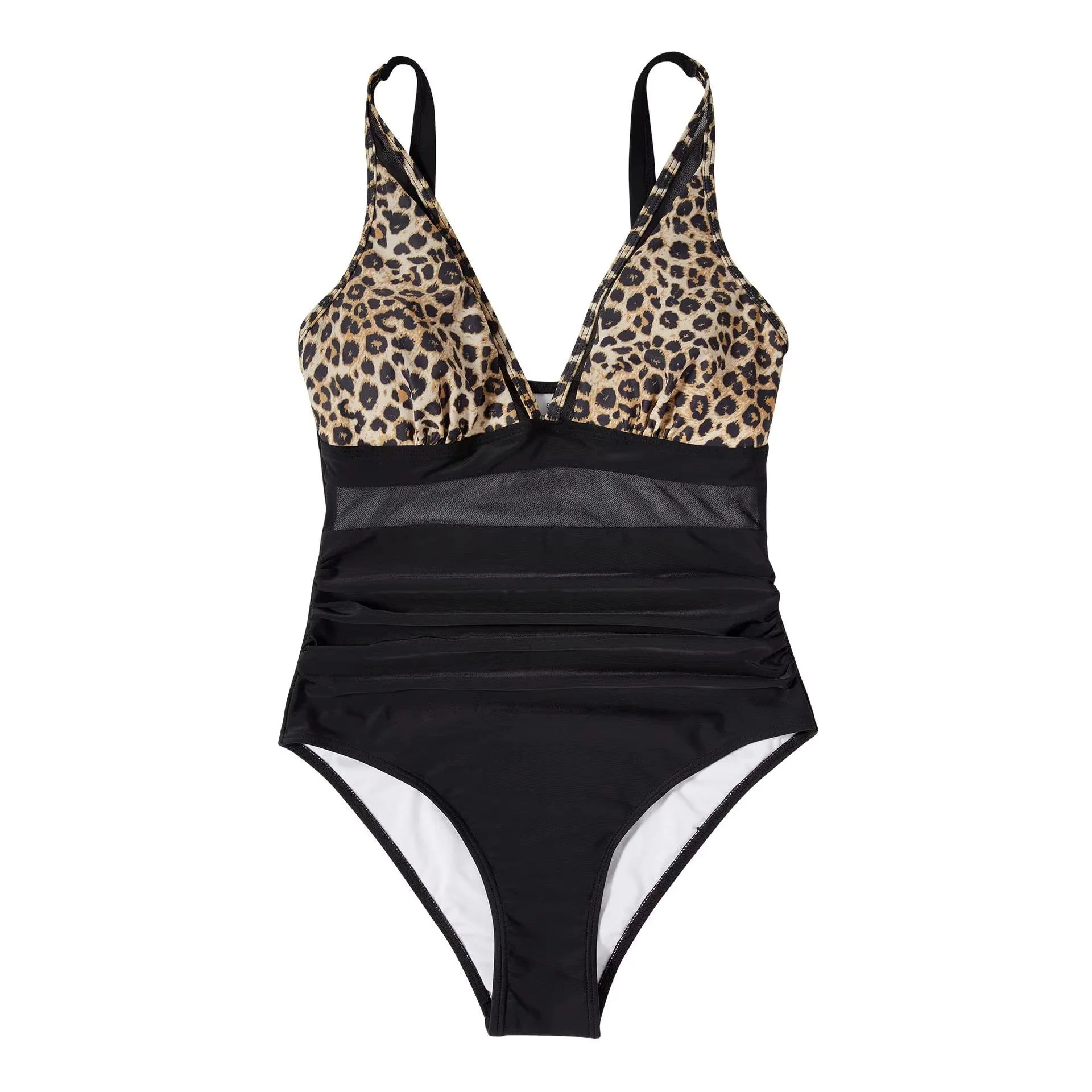 Ladies Swimsuit - Shaping Effect - Mesh Insert - High Waist Model - Deep Neckline - Image 4