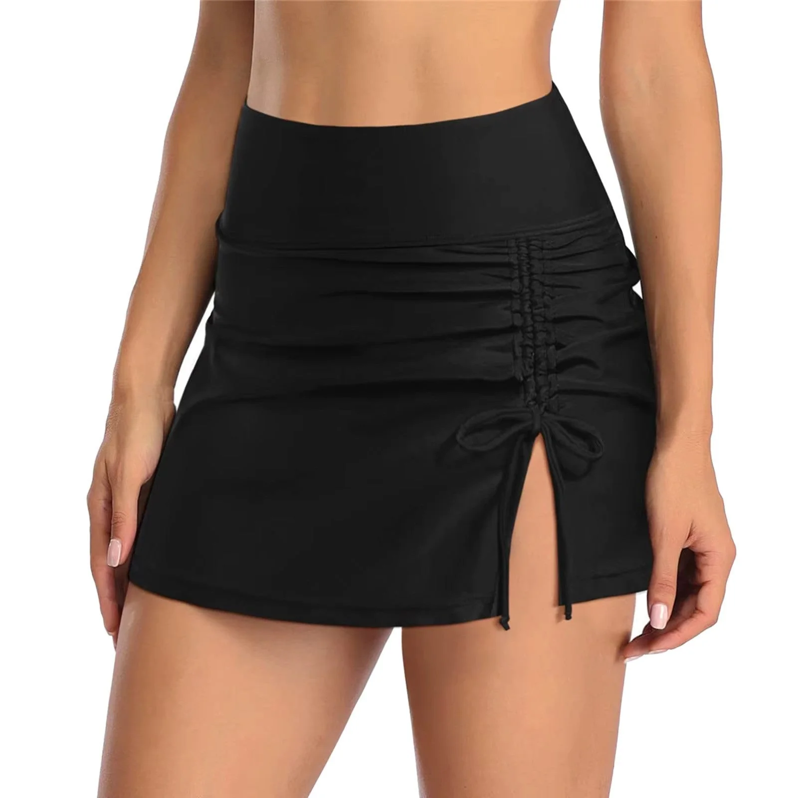 Women's Mini Skirt – Fitted Model – Ruffle Detail – Side Slit – Comfort Stretch - Image 2
