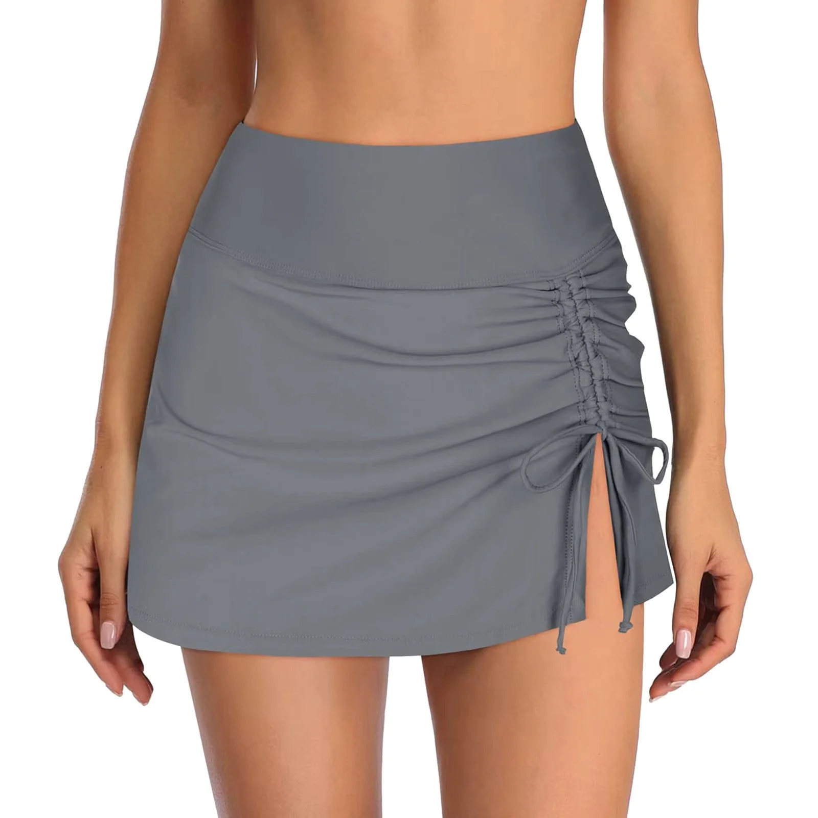 Women's Mini Skirt – Fitted Model – Ruffle Detail – Side Slit – Comfort Stretch - Image 7