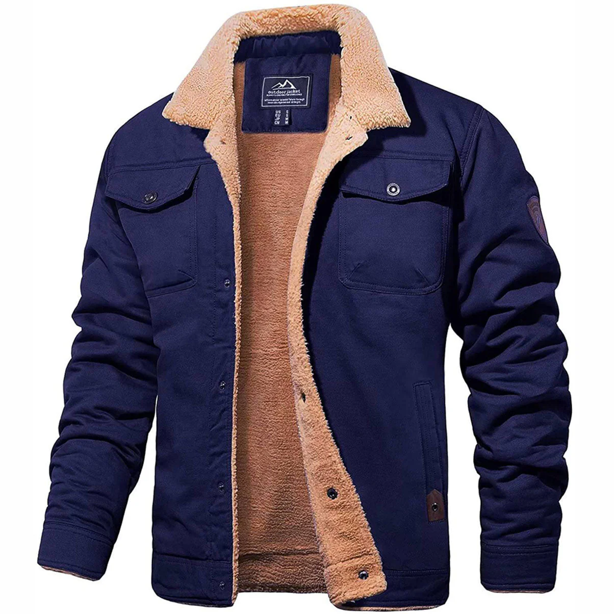 Men's Trucker Jacket – Sherpa Lining – Cotton Mix – Buttons – Casual Outdoor Style - Image 5