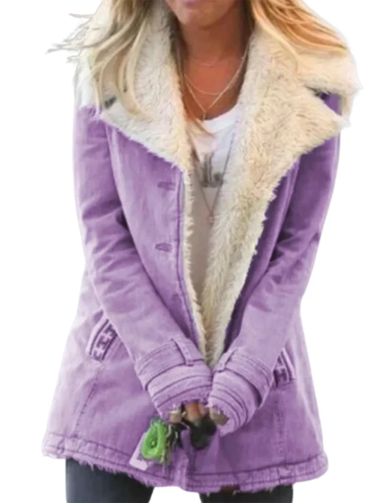 Ladies Coat - Fitted Model - Fleece Lining - Long Sleeves - Buttons and Pockets - Image 7