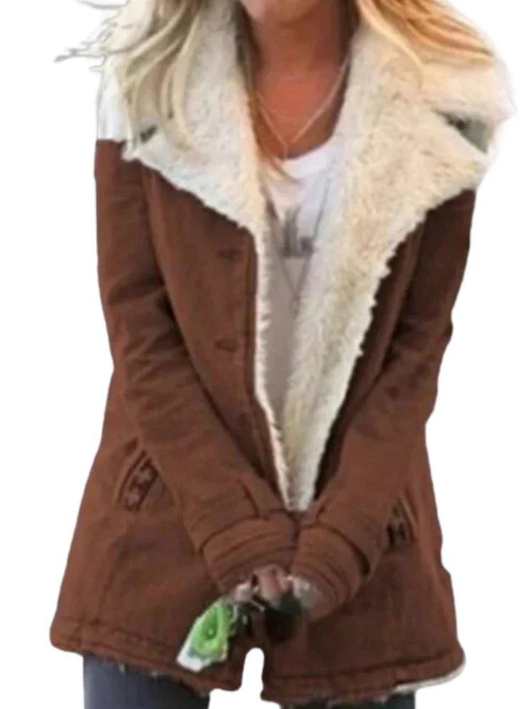 Ladies Coat - Fitted Model - Fleece Lining - Long Sleeves - Buttons and Pockets - Image 8