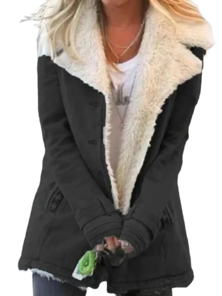 Ladies Coat - Fitted Model - Fleece Lining - Long Sleeves - Buttons and Pockets - Image 9