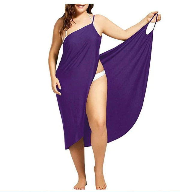 Women's Beach Sarong - Lightweight Breathable Material - Asymmetrical One-Shoulder Model - Image 8