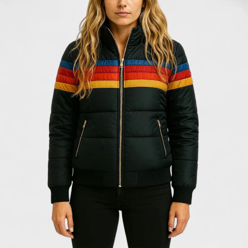 Isla Colorblock Hooded Puffer Jacket | Quilted Ribbed Jacket - Image 5