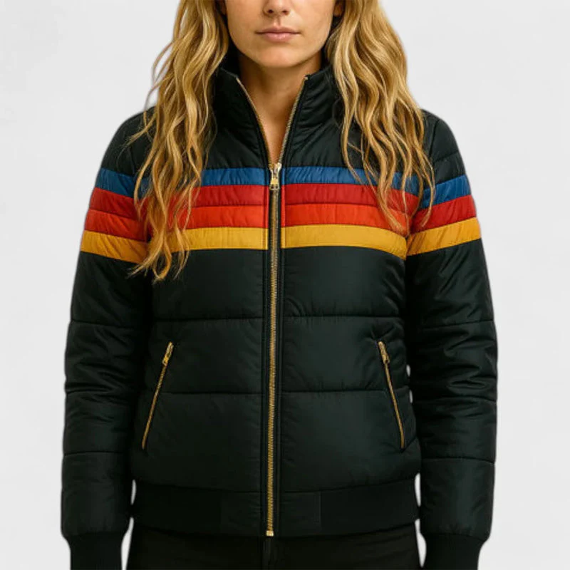 Isla Colorblock Hooded Puffer Jacket | Quilted Ribbed Jacket - Image 6