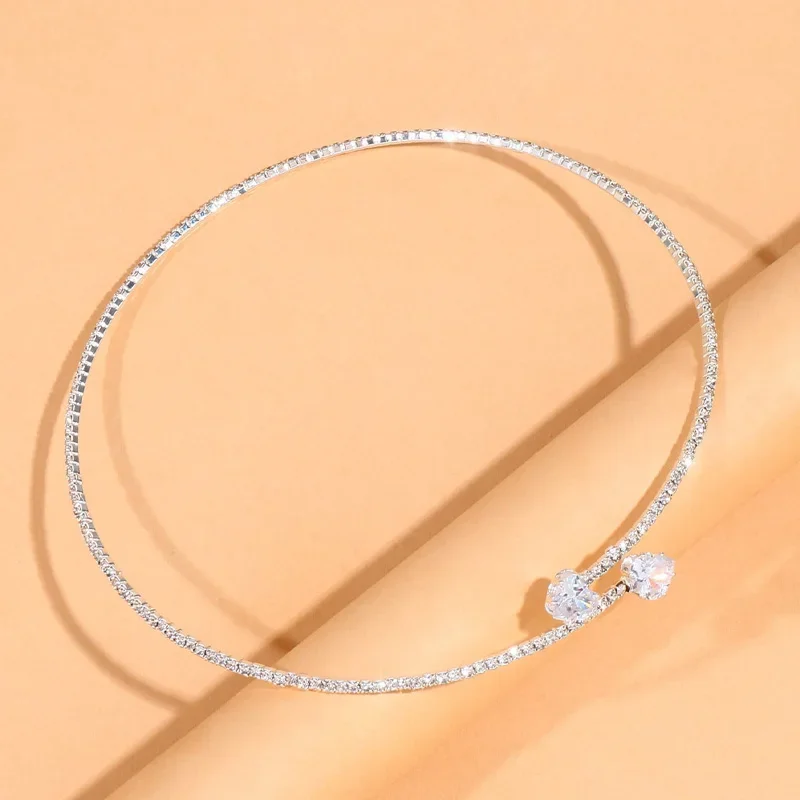 Isla Structured Choker Necklace | Rhinestone Embellished Heart Accents Necklace - Image 3
