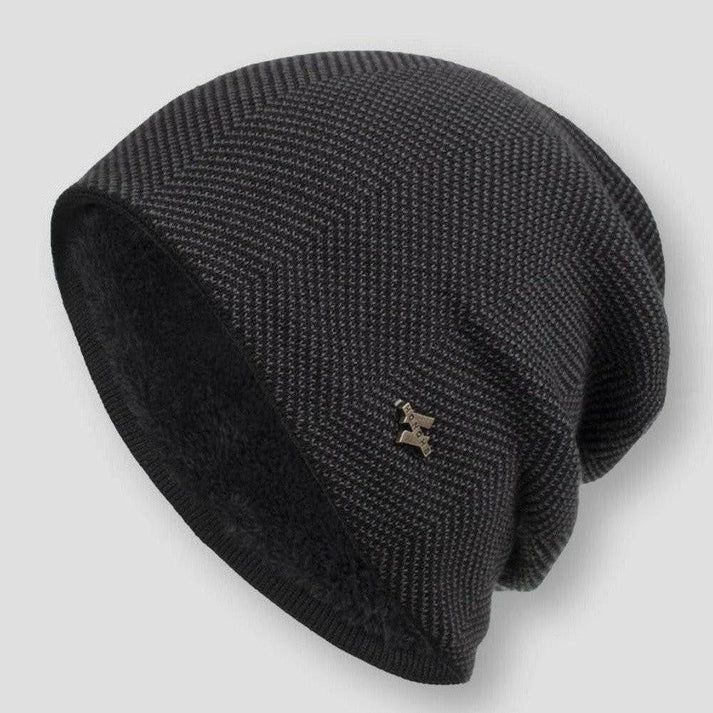 Jack Relaxed Fit Beanie | Herringbone Pattern Ribbed Cuff Beanie - Image 2