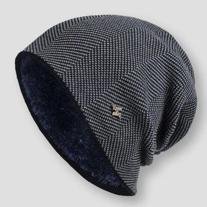 Jack Relaxed Fit Beanie | Herringbone Pattern Ribbed Cuff Beanie - Image 4