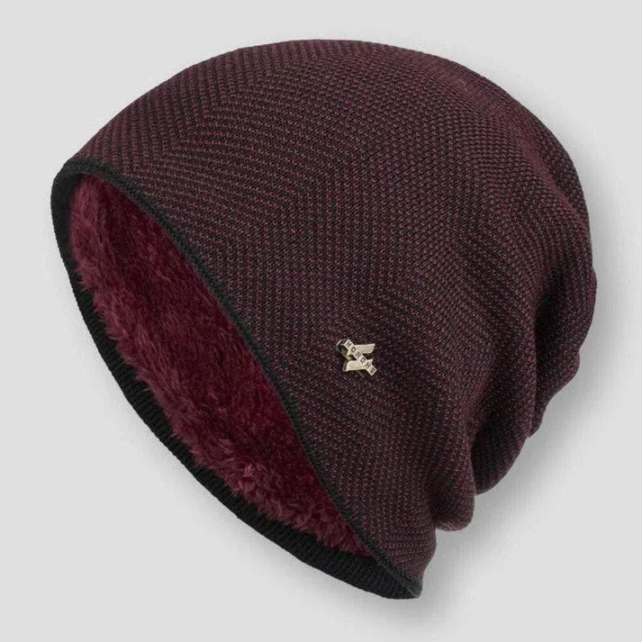 Jack Relaxed Fit Beanie | Herringbone Pattern Ribbed Cuff Beanie - Image 5