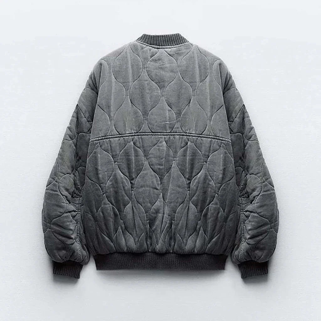 Women's Bomber Jacket - Padded Design - Ribbed Collar - Casual Comfort Fit - Image 10