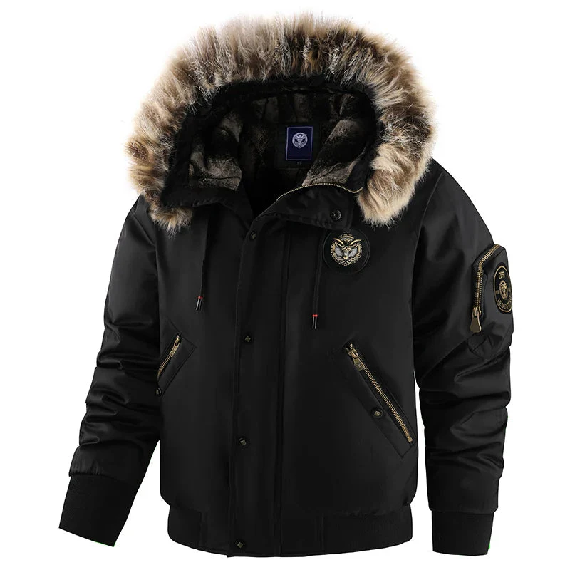 James Padded Hooded Bomber Jacket | Fur Trimmed Relaxed Fit Bomber Jacket - Image 2