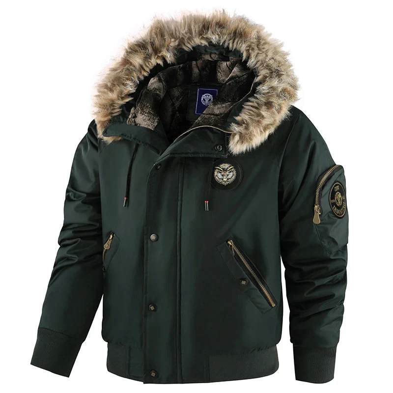 James Padded Hooded Bomber Jacket | Fur Trimmed Relaxed Fit Bomber Jacket - Image 3