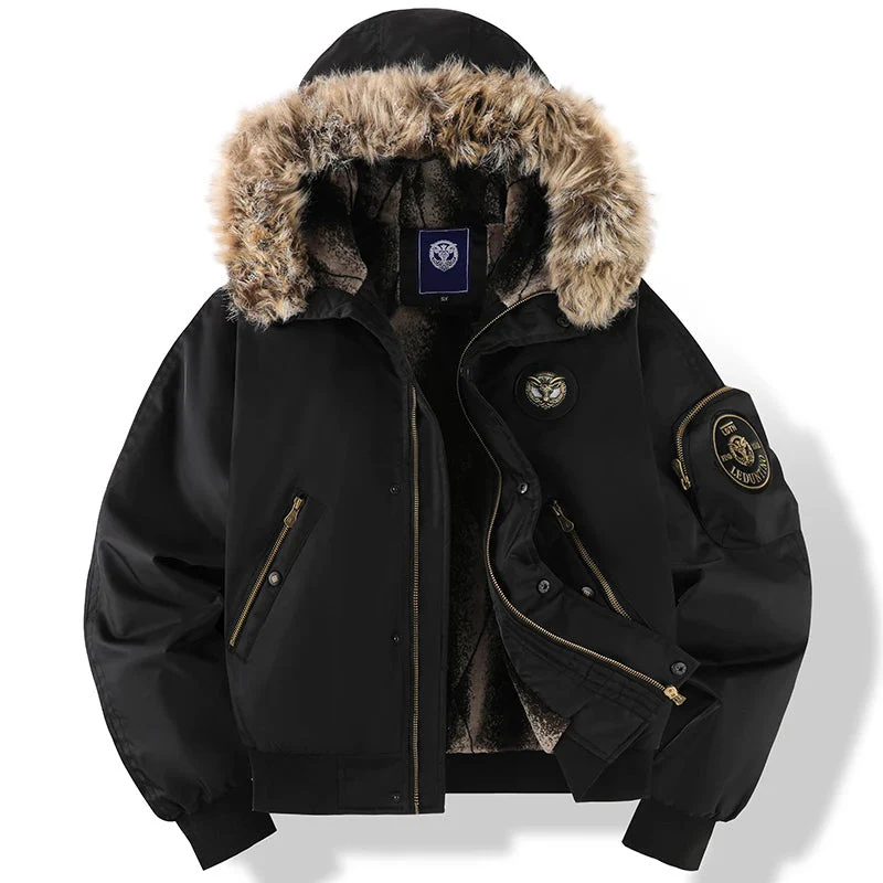 James Padded Hooded Bomber Jacket | Fur Trimmed Relaxed Fit Bomber Jacket - Image 4