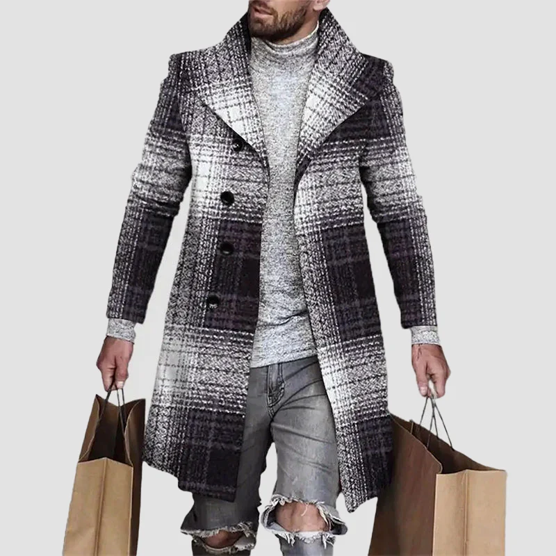 James Regular Fit Coat | Notched Lapel Plaid Coat - Image 2