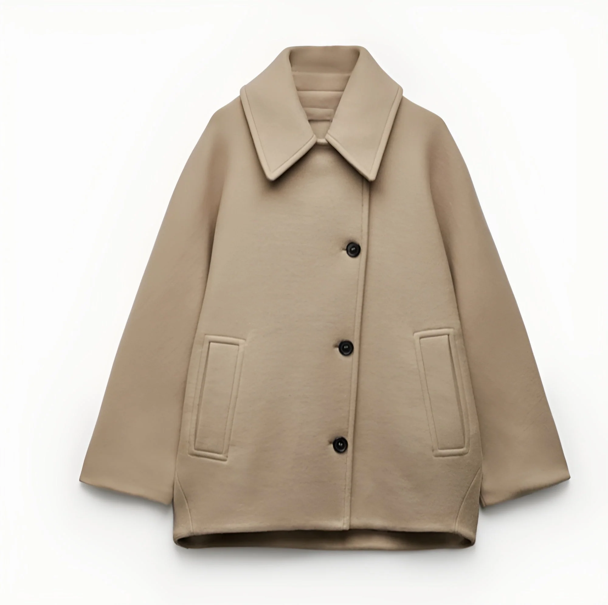 Women's Oversized Coat – Wool Mix – Double-Breasted – Boxy Fit – Classic Notched Lapel - Image 11