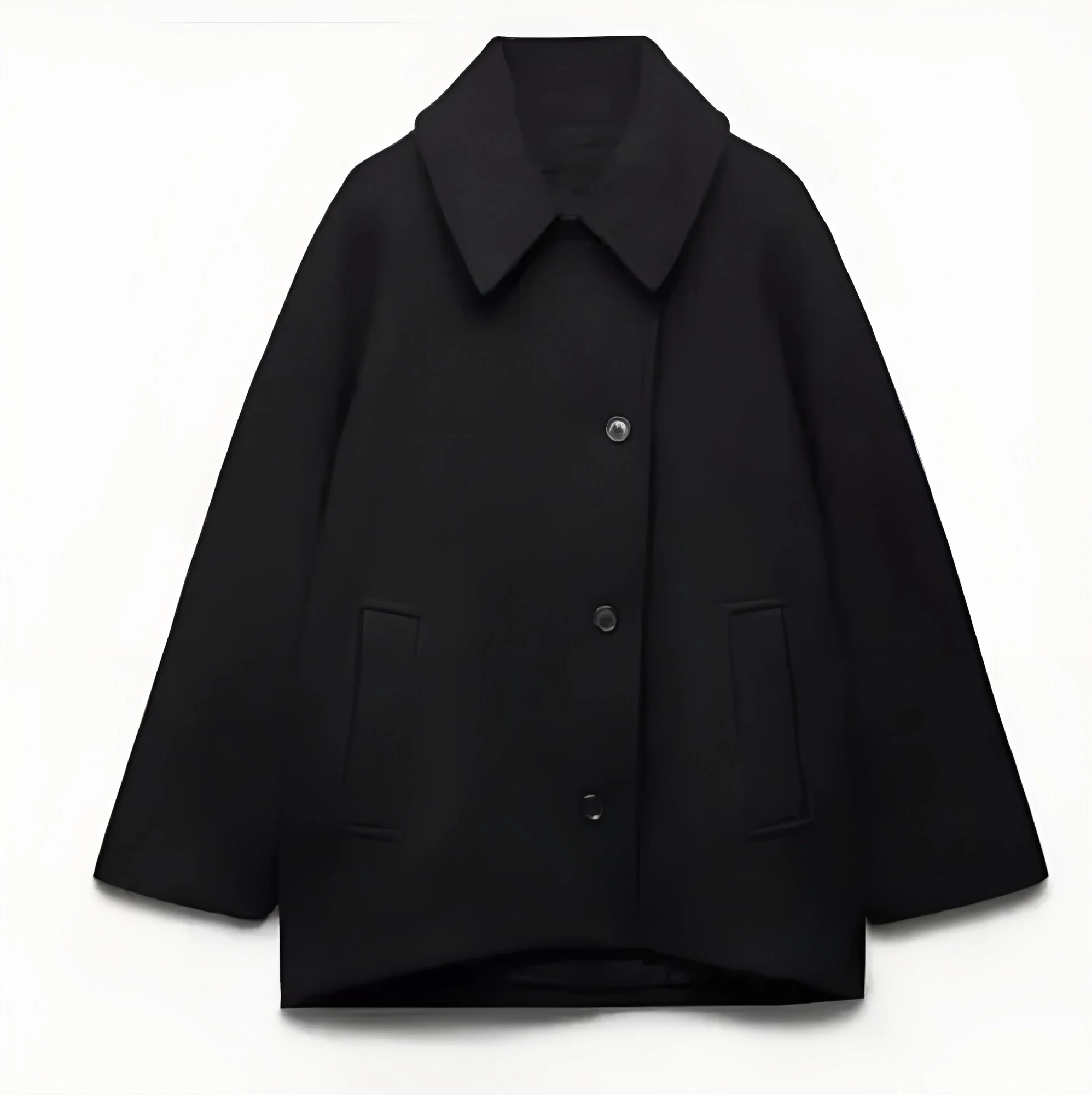 Women's Oversized Coat – Wool Mix – Double-Breasted – Boxy Fit – Classic Notched Lapel - Image 12