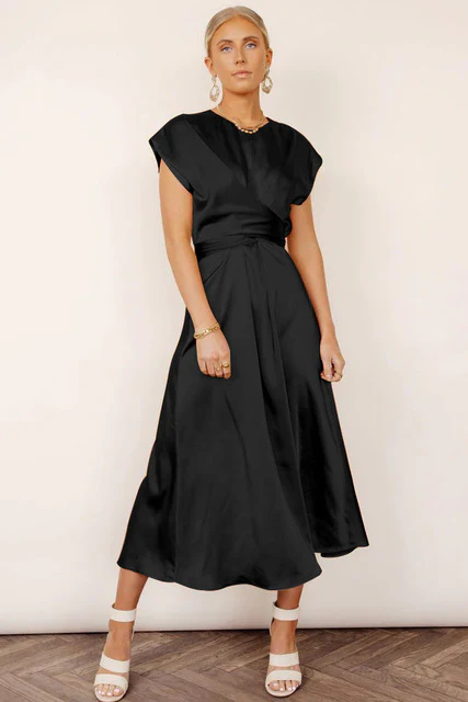 JASMIN | Cross-Over Satin Dress - Image 10