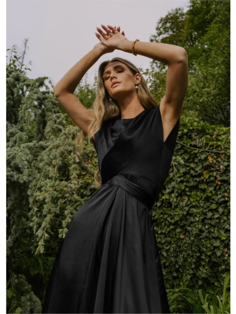 JASMIN | Cross-Over Satin Dress - Image 5