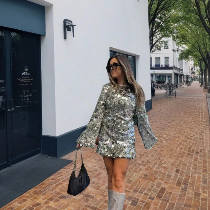 Jeanne | Festive Mini Dress with Sequins - Image 3