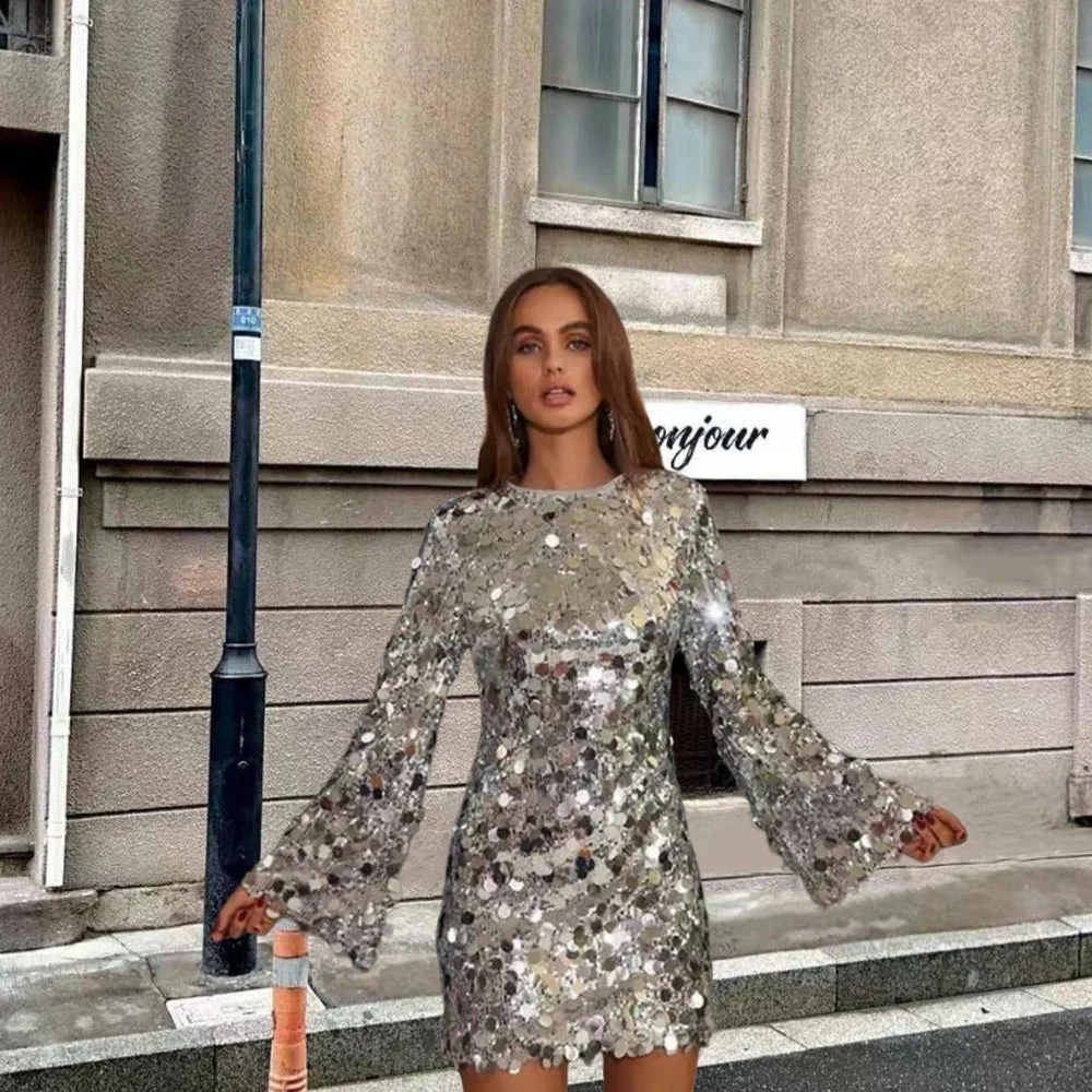 Jeanne | Festive Mini Dress with Sequins - Image 4