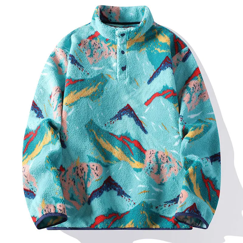 Joseph Relaxed Fit Half-Snap Jacket | Abstract Print Mock Neck Jacket - Image 2