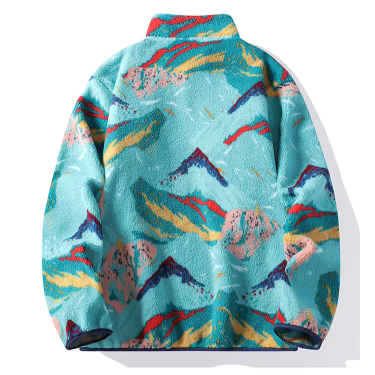 Joseph Relaxed Fit Half-Snap Jacket | Abstract Print Mock Neck Jacket - Image 3