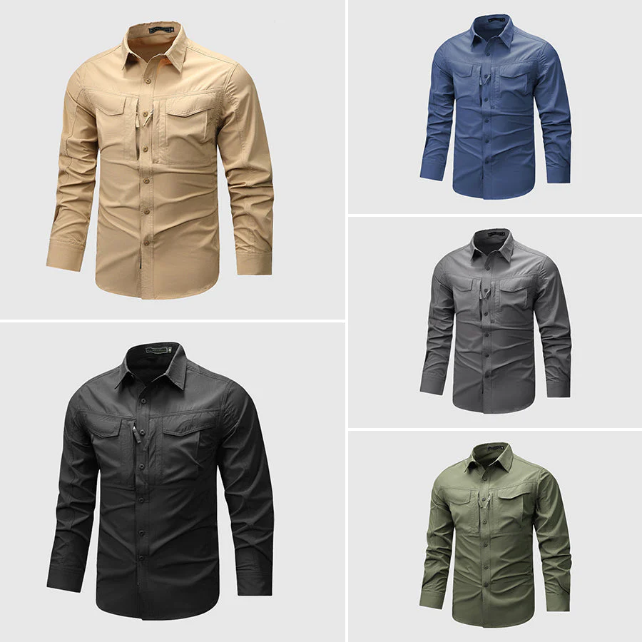 Joshua Regular Fit Utility Shirt | Collared Long Sleeve Utility Shirt - Image 8