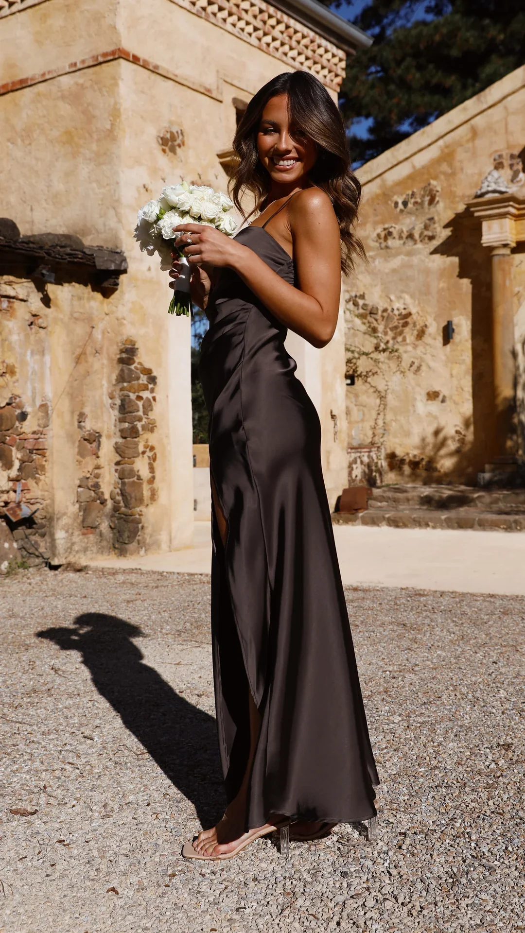 Ladies Slip Dress - Silky Fabric - Straight Neckline - Satin Look with Side Split - Image 7