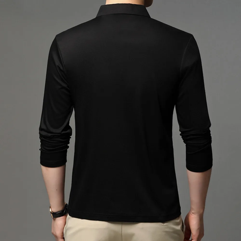 Men's Polo Shirt – Slim Fit – Long Sleeve – Classic Collar – Comfort Stretch - Image 2