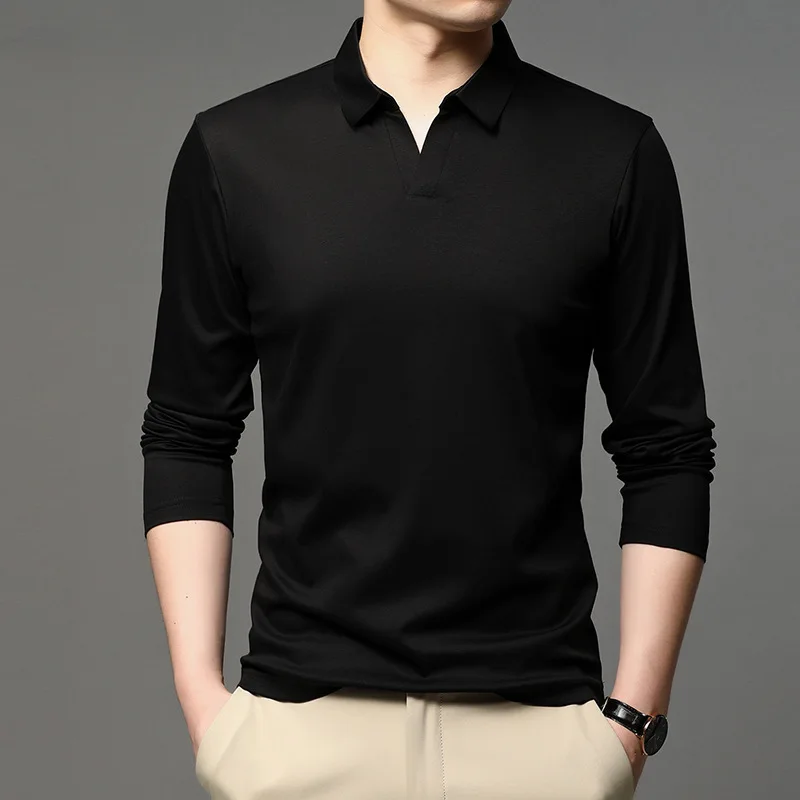 Men's Polo Shirt – Slim Fit – Long Sleeve – Classic Collar – Comfort Stretch - Image 5