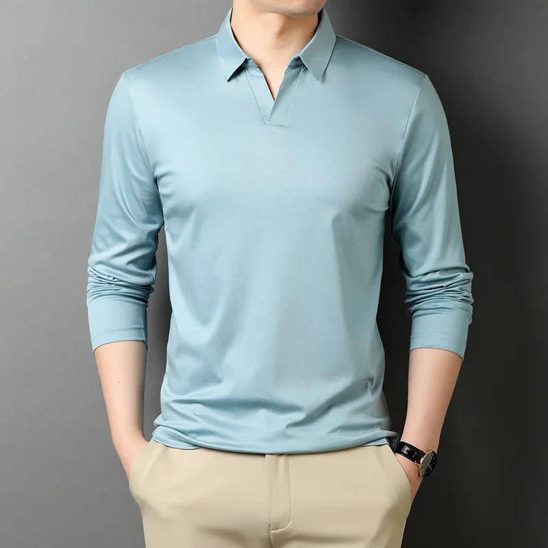 Men's Polo Shirt – Slim Fit – Long Sleeve – Classic Collar – Comfort Stretch - Image 6